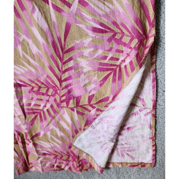 Caroline Kendrick Set Maxi Dress/Button Up Top Linen Blend Pink Tropical 14/M - Picture 5 of 16